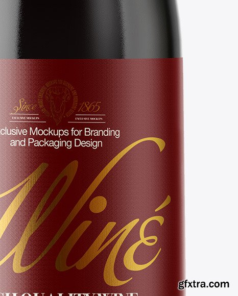 Green Glass Red Wine Bottle Mockup 50516