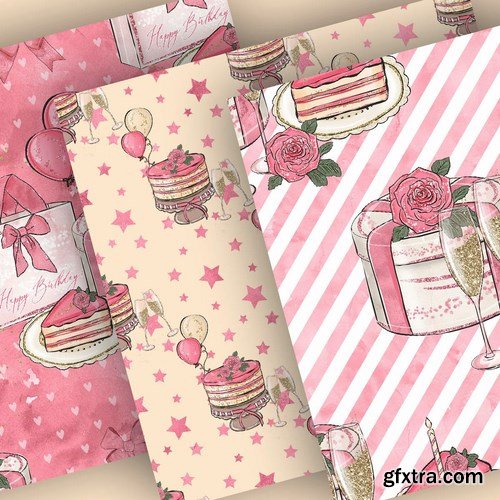 Birthday Girl Clipart and digital paper pack