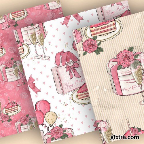 Birthday Girl Clipart and digital paper pack