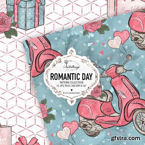 Romantic Day digital paper pack design