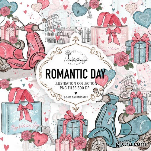 Romantic Day digital paper pack design