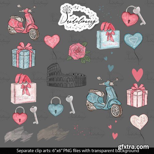 Romantic Day digital paper pack design