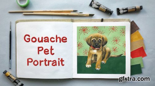 Gouache pet portrait