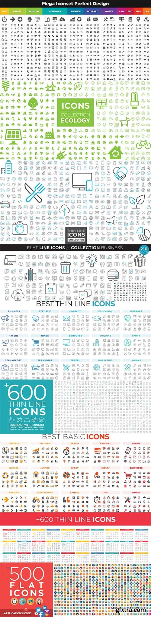 Line icons vector collection