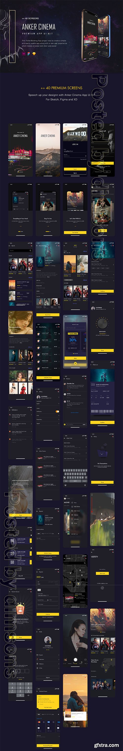 ANKER Cinema ticket booking app UI kits