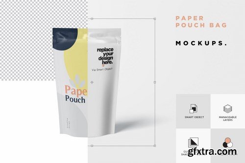 Paper Pouch Bag Mockup - Large Size