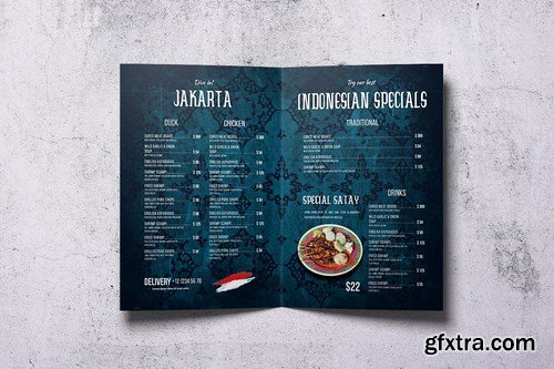 Indonesian Cuisine A4 & US Letter Bifold Menu