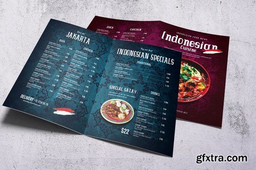 Indonesian Cuisine A4 & US Letter Bifold Menu