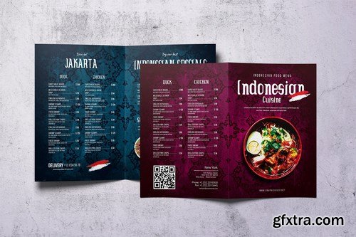 Indonesian Cuisine A4 & US Letter Bifold Menu