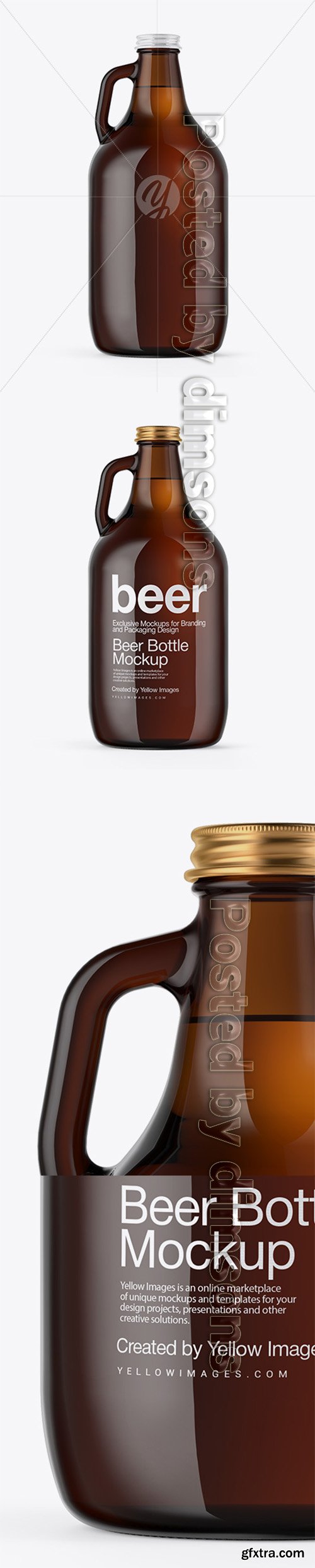 64oz Amber Beer Bottle Mockup 28260