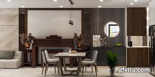 Interior Living - Kitchenroom Scene Sketchup Model By QuocVyPhanPhan