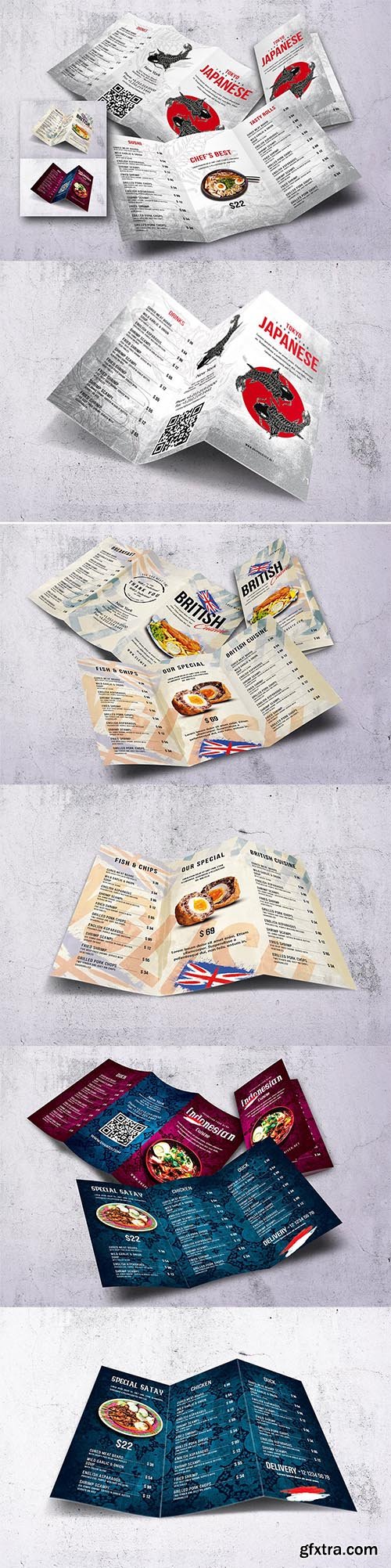 Different Countries Trifold Menu Bundle