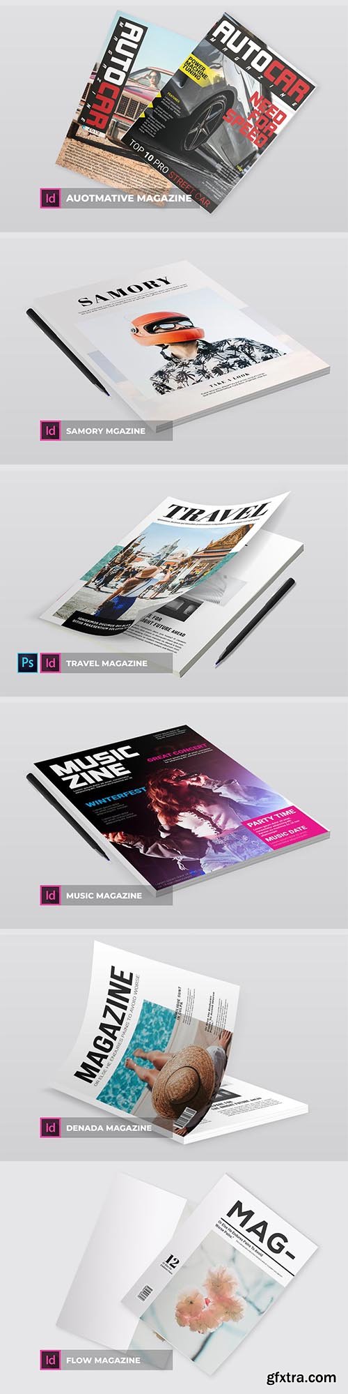 6 Indesign Magazine Templates Set