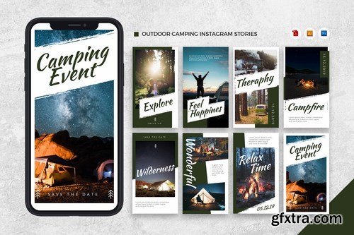 Outdoor Camping Instagram Stories AI and PSD