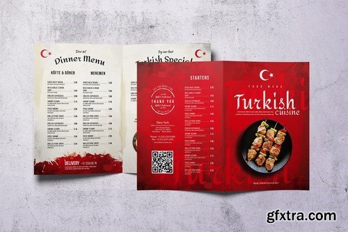 Turkish Cuisine Bifold A4 & US Letter Food Menu