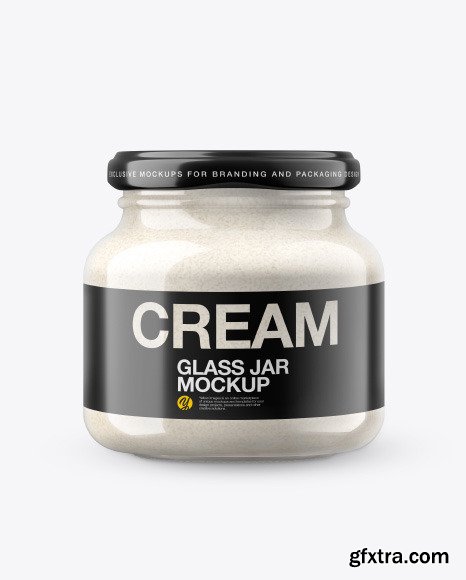 Glass Jar w/h Cashew Cream in Shrink Sleeve Mockup 50614