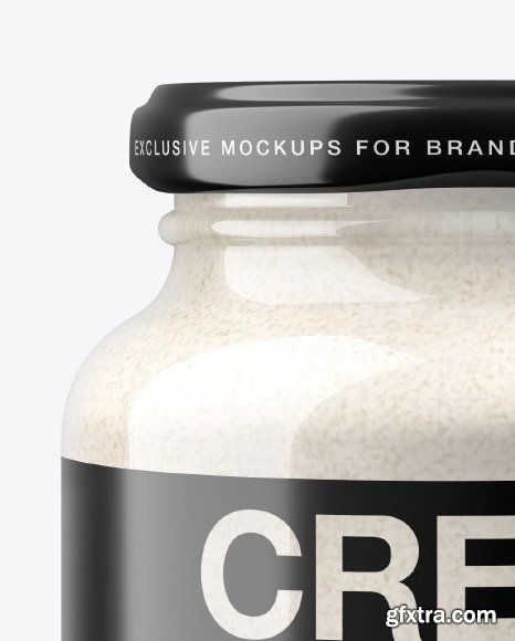 Glass Jar w/h Cashew Cream in Shrink Sleeve Mockup 50614