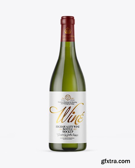 Green Glass White Wine Bottle Mockup 50537