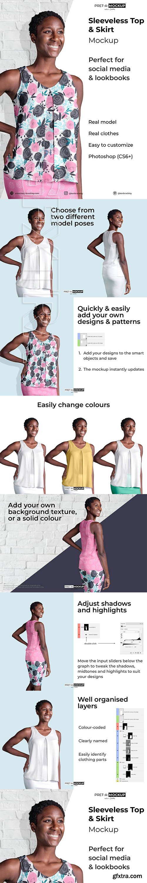 CreativeMarket - Sleeveless Top and Skirt Mockup 3901557