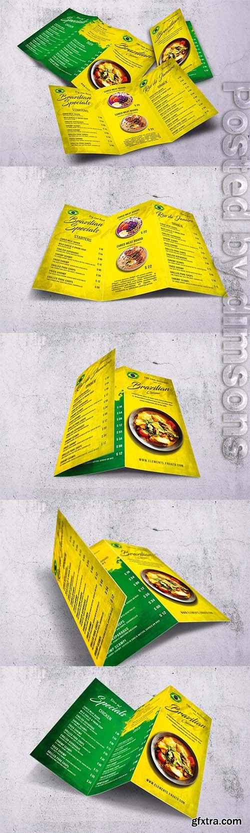 Brazilian Cuisine Trifold A4 & US Letter Menu