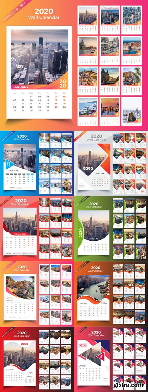 26 Calendars for 2020 in Vector