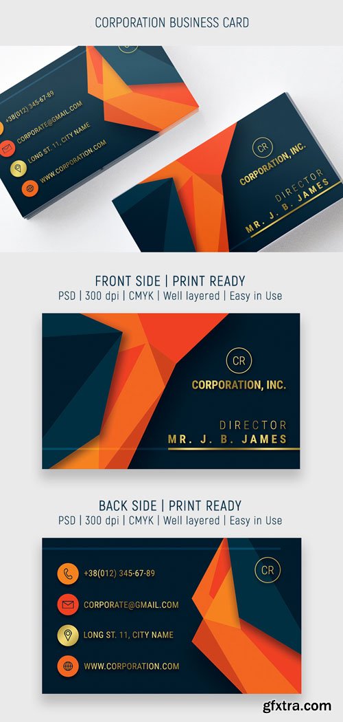 Corporation Business Card PSD Mockups