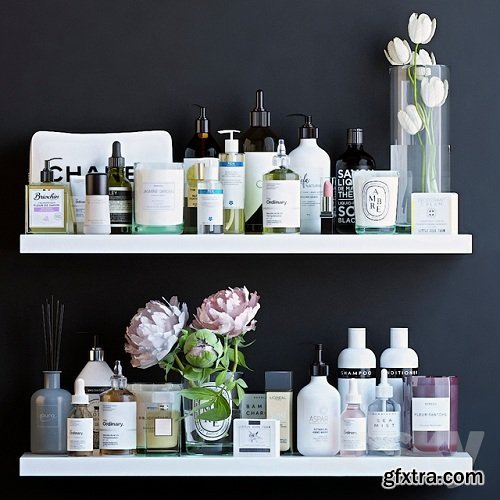 Shelves with cosmetics and bathroom decor - 2