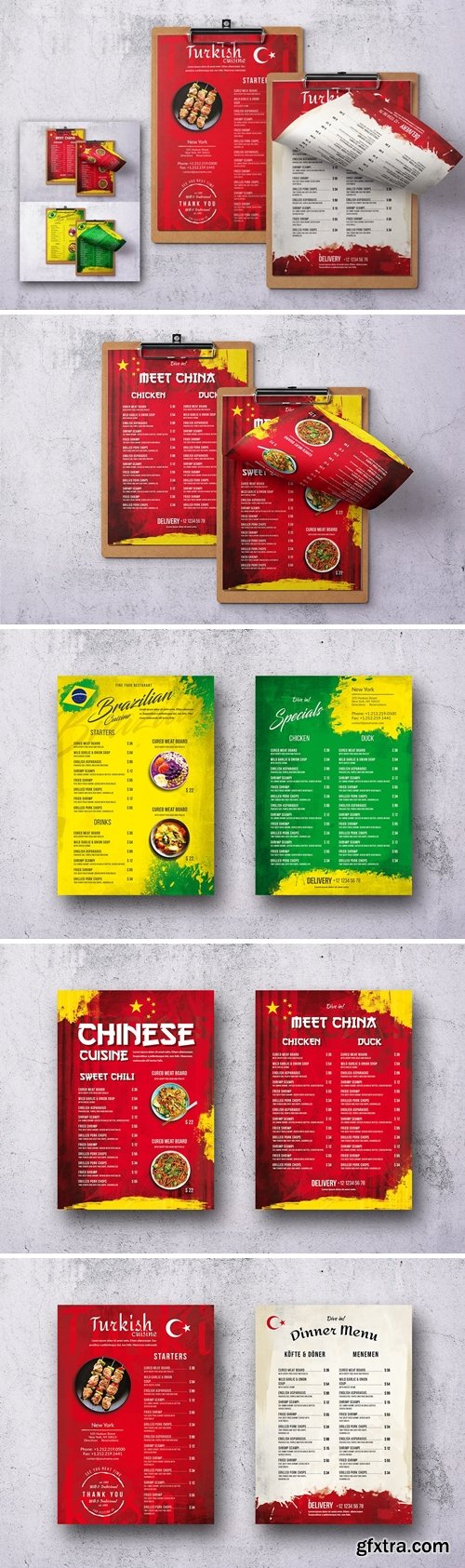 Different Countries Single Page Menu Bundle