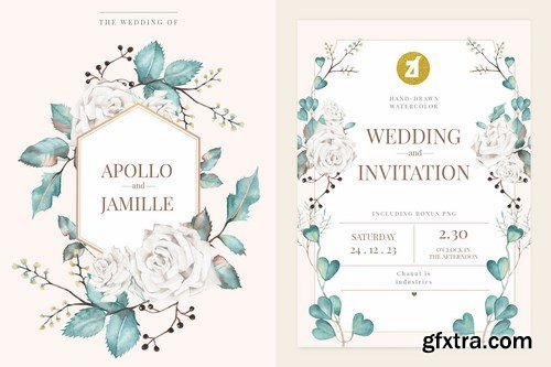 Floral Hand-drawn Watercolor Wedding Invitation