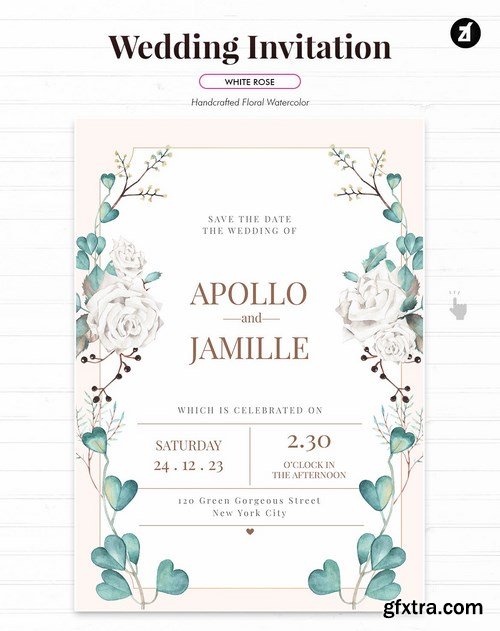 Floral Hand-drawn Watercolor Wedding Invitation