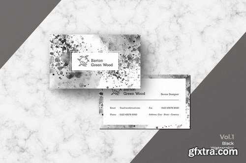 Business Card Watercolor Black Vol. 1