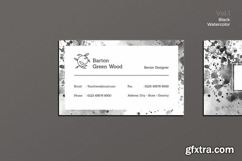 Business Card Watercolor Black Vol. 1