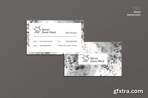 Business Card Watercolor Black Vol. 1