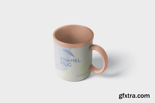 Round Enamel Mug Mockup With Handle