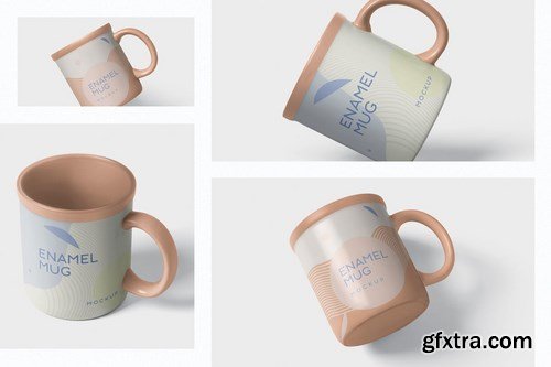 Round Enamel Mug Mockup With Handle