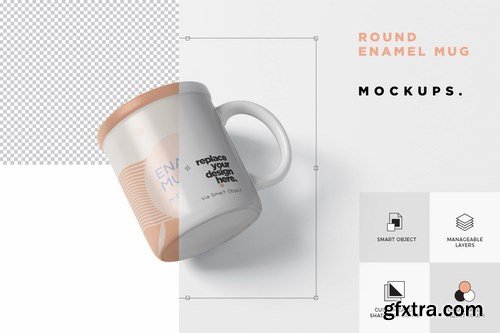 Round Enamel Mug Mockup With Handle