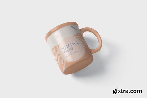 Round Enamel Mug Mockup With Handle