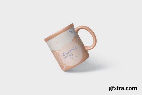 Round Enamel Mug Mockup With Handle