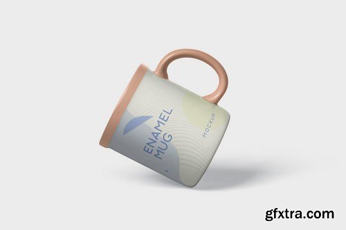 Round Enamel Mug Mockup With Handle