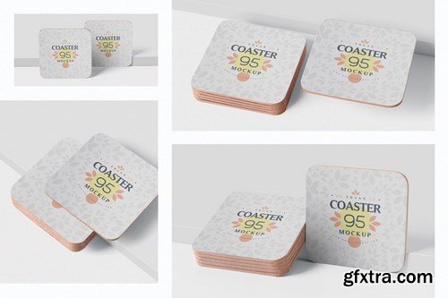 Square Coaster Mock-Up with Round Corner