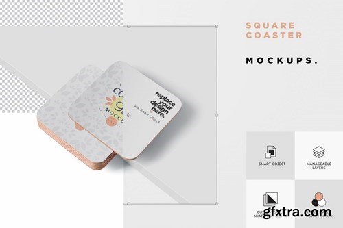 Square Coaster Mock-Up with Round Corner