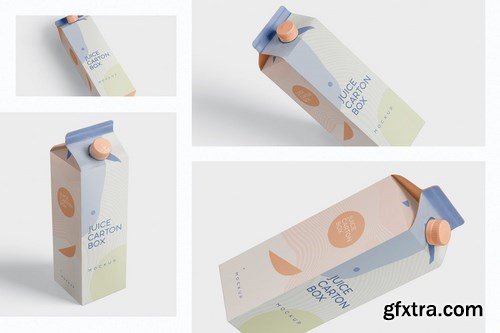 Juice - Milk Mockup - 1L Carton Box - Large Size