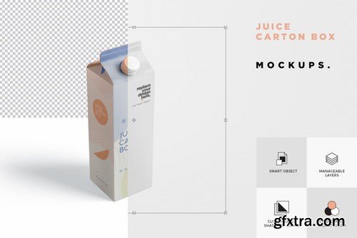 Juice - Milk Mockup - 1L Carton Box - Large Size