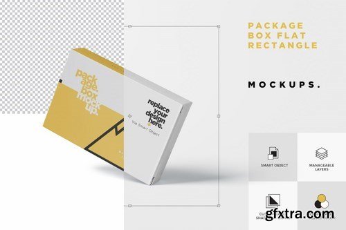 Package Box Mock-Up - Wide - Flat Rectangle Shape