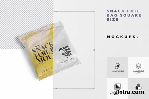 Snack Foil Bag Mockup - Square Size - Small