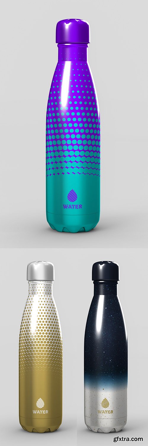 Aluminum Vacuum Bottle Mockup 296125302