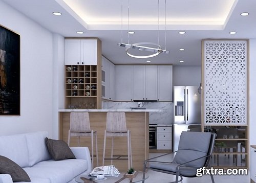 Interior Living - Kitchenroom Scene Sketchup Model by ToBi