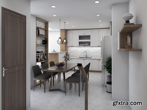 Interior Living - Kitchenroom Scene Sketchup Model by ToBi