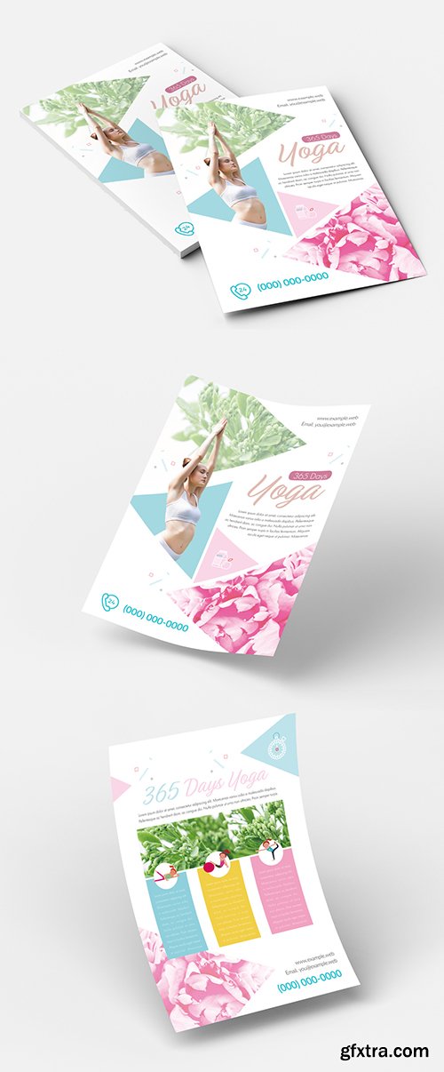 Yoga Flyer Layout with Triangle Elements 213693740