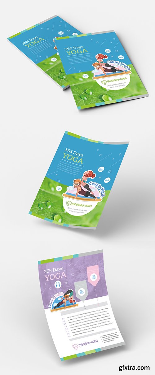 Yoga Flyer Layout with Character Illustrations 213694041